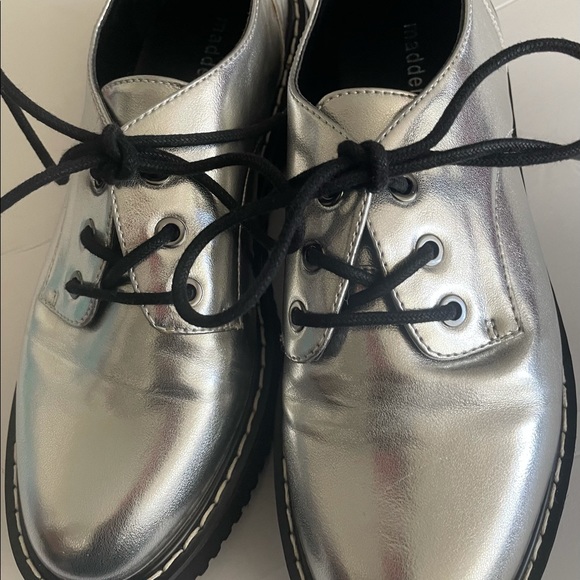 Madden Girl Silver Platform Sneakers - Picture 2 of 11